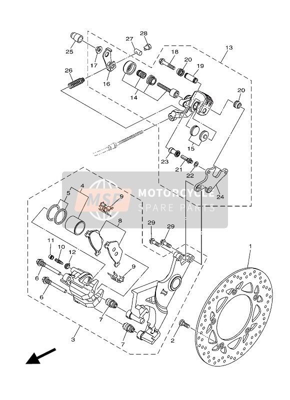 Yamaha XP500 2012 Rear Brake Caliper for a 2012 Yamaha XP500